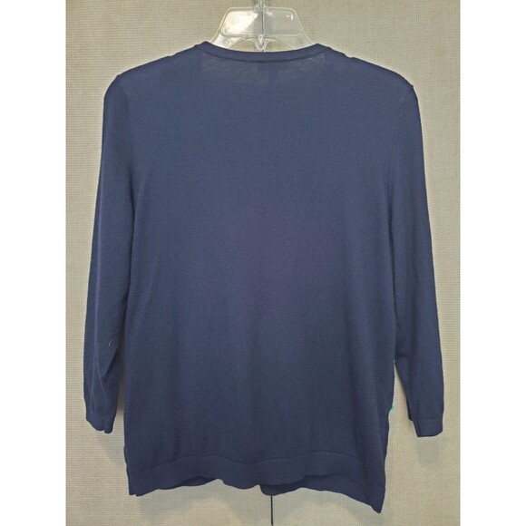 Talbots Petites Navy Cotton Embroidered Dots Button-Up Cardigan Size LP - Picture 5 of 6